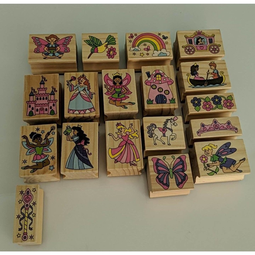 Lot of 18 Princess Fairy Misc. Rubber Stamps - Some new and some used condition
